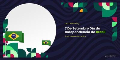 Brasilien oberoende dag baner i färgrik modern geometrisk stil. nationell oberoende dag hälsning kort omslag med typografi. vektor illustration för nationell Semester firande fest