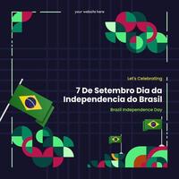 Brasilien oberoende dag baner i färgrik modern geometrisk stil. nationell oberoende dag hälsning kort fyrkant baner med typografi. vektor illustration för nationell Semester firande fest