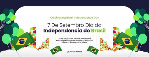 Brasilien Unabhängigkeit Tag Banner im modern bunt geometrisch Stil. National Unabhängigkeit Tag Gruß Karte mit Typografie. horizontal Hintergrund zum National Urlaub Feier Party vektor