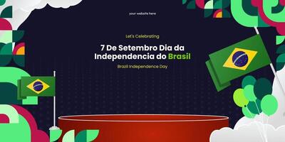 Brasilien oberoende dag baner i färgrik modern geometrisk stil. nationell oberoende dag hälsning kort omslag med typografi. vektor illustration för nationell Semester firande fest