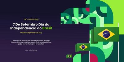 Brasilien Unabhängigkeit Tag Banner im bunt modern geometrisch Stil. National Unabhängigkeit Tag Gruß Karte Startseite mit Typografie. Vektor Illustration zum National Urlaub Feier Party