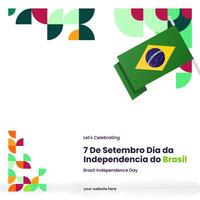 Brasilien Unabhängigkeit Tag Banner im bunt modern geometrisch Stil. National Unabhängigkeit Tag Gruß Karte Platz Banner mit Typografie. Vektor Illustration zum National Urlaub Feier Party
