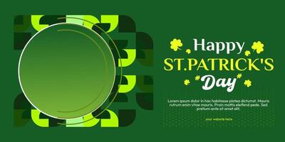 Lycklig st Patricks dag baner i modern geometrisk stil. bra för hälsning täcker, social posters och st Patricks dag firande fest inbjudningar med text. vektor illustration