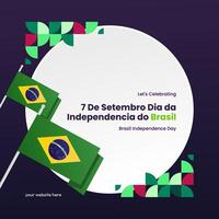Brasilien Unabhängigkeit Tag Banner im bunt modern geometrisch Stil. National Unabhängigkeit Tag Gruß Karte Platz Banner mit Typografie. Vektor Illustration zum National Urlaub Feier Party