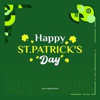 Lycklig st Patricks dag fyrkant baner i modern geometrisk stil. bra för hälsning täcker, social posters och st Patricks dag firande fest inbjudningar med text. vektor illustration