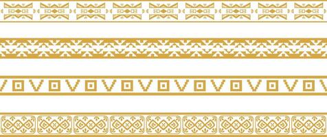 vektor uppsättning av gyllene inföding amerikan dekorativ sömlös gränser. ramverk av de människors av Amerika, azteker, maja, incas