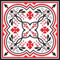 Vektor rot und schwarz farbig Platz Ornament von uralt Griechenland. klassisch Fliese Muster von das römisch Reich