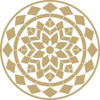 Vektor Gold runden Muster Mosaik Kreis, geometrisch Ornament. skizzenhaft Blume