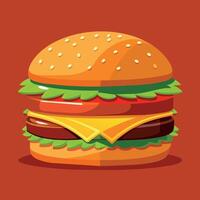 ljuvlig tecknad serie vektor konstverk av en ostburgare. tecknad serie ikon av en burger med ost.