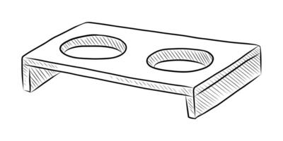 schwarz und Weiß Vektor Zeichnung von ein Haustier Schüssel