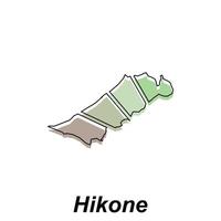 Hikone Stadt Karte Illustration Design, Vektor Karte farbig Sein Regionen mit benachbart Länder und Gebiete