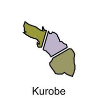 kurobe Karta stad med översikt kontur, enkel Karta illustration mall vektor