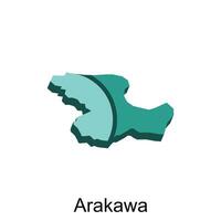 Karte Stadt von Arakawa Welt Karte mit Land Namen, Japan Land vektor