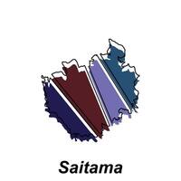 saitama stad Karta, prefektur av japan Land på vit bakgrund vektor