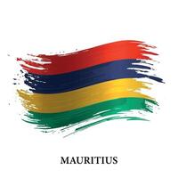 grunge flagga av Mauritius, borsta stroke vektor