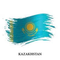 grunge flagga av Kazakstan, borsta stroke vektor