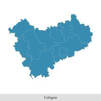 Karta av cologne är en område i norr rhein-westfalen stat av Tyskland vektor