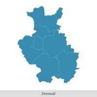 Karte von Detmold ist ein Region im Norden Rhein-Westfalen Zustand von Deutschland vektor