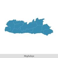 Karte von Meghalaya ist ein Zustand von Indien mit Bezirke vektor