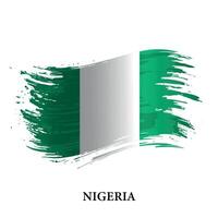 grunge flagga av nigeria, borsta stroke vektor
