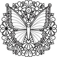 Schmetterlinge und Blumen Färbung Seiten zum Färbung Buch vektor