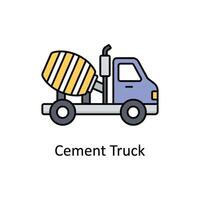 cement lastbil vektor fylld översikt ikon design illustration. tillverkning enheter symbol på vit bakgrund eps 10 fil