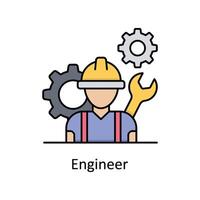 Ingenieur Vektor gefüllt Gliederung Symbol Design Illustration. Herstellung Einheiten Symbol auf Weiß Hintergrund eps 10 Datei