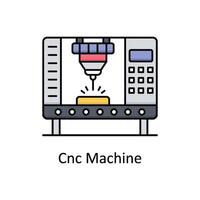 cnc maskin vektor fylld översikt ikon design illustration. tillverkning enheter symbol på vit bakgrund eps 10 fil