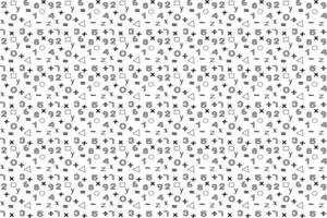 nahtlos Muster von schwarz und Weiß Symbole auf Weiß Hintergrund. numerisch und mathematisch Zeichen nahtlos Muster. abstrakt Zahlen und geometrisch Hintergrund Illustration. vektor