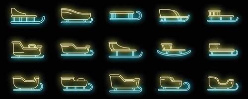 Weihnachten Schlitten Symbole einstellen Vektor Neon-