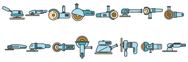 slipning maskin ikoner uppsättning vektor Färg