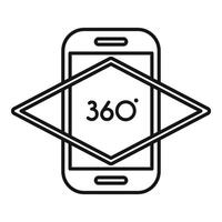 Telefon Aussicht 360 Grad Symbol Gliederung Vektor. Konzert Kunst Bildung vektor