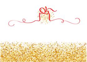 stiliserad gyllene bakgrund med rött band i form av gåva med plats för text. Vektor helgdag illustration EPS10