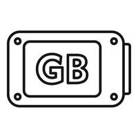 gb Lager Fokus Symbol Gliederung Vektor. Zustand Backup ssd vektor