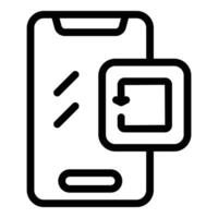 gesichert Handy, Mobiltelefon Glas Symbol Gliederung Vektor. Handy, Mobiltelefon Bildschirm Startseite vektor