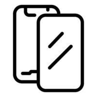 Ultra Bildschirm Schutz Glas Symbol Gliederung Vektor. Handy, Mobiltelefon Körper Sicherung vektor