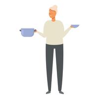 senior kvinna matlagning ikon tecknad serie vektor. person social åldrig vektor