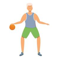 Senior Mann abspielen Basketball Symbol Karikatur Vektor. Sport Fitnessstudio vektor