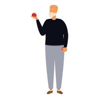 Opa nehmen rot Apfel Symbol Karikatur Vektor. Küche Kochen vektor