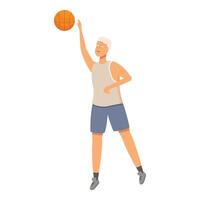 älter Person schießen Symbol Karikatur Vektor. Basketball abspielen vektor