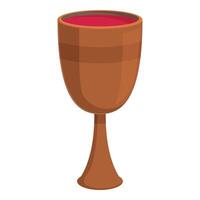 trä- vin kopp ikon tecknad serie vektor. religion calvary korsa vektor