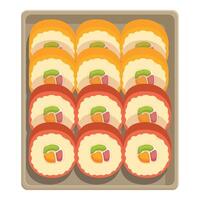 färgrik sushi låda mat ikon tecknad serie vektor. ta ut måltid vektor