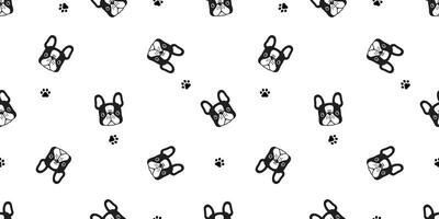 hund sömlös mönster franska bulldogg Tass fotavtryck vektor ansikte huvud valp sällskapsdjur djur- scarf isolerat bricka bakgrund upprepa tapet tecknad serie illustration klotter design