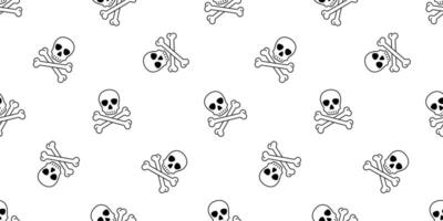 Schädel Halloween nahtlos Muster gekreuzte Knochen Pirat Vektor Geist Symbol Schal isoliert wiederholen Hintergrund Fliese Hintergrund Karikatur Gekritzel Illustration Design