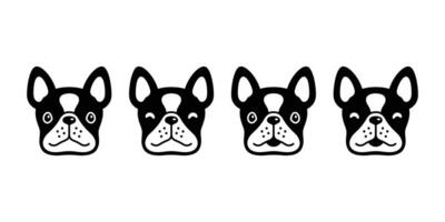 Hund Vektor Französisch Bulldogge Symbol Gesicht Kopf Haustier Hündchen Karikatur Charakter Symbol Tier Gekritzel Illustration Design