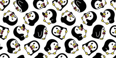 Pinguin nahtlos Muster Vogel Bogen Krawatte Vektor Karikatur Schal isoliert Fliese Hintergrund wiederholen Hintergrund Illustration Gekritzel Design