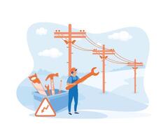 Zuhause Instandhaltung und Verbesserung Metaphern. Elektriker Dienstleistungen. eben Vektor modern Illustration