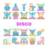 disko fest mode klubb ikoner uppsättning vektor