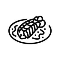 Hummer Gericht Meer Küche Linie Symbol Vektor Illustration