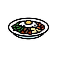 bibimbap Gericht Koreanisch Küche Farbe Symbol Vektor Illustration